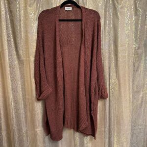 Adora Burgundy Open Knit Stretchy Fall Slouchy Cardigan Small/Medium